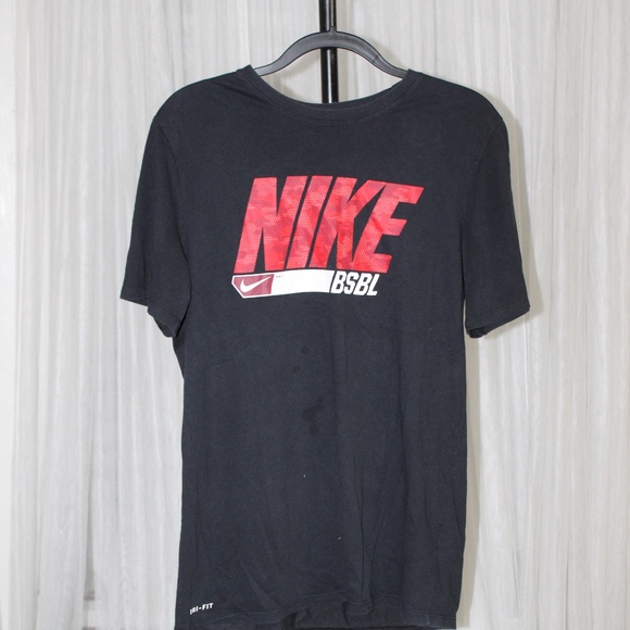 Nike Dri-FIT “BSBL” Baseball Tee – Black & Red.  Sz. L - Picture 1 of 5